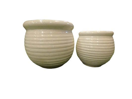 Ceramic Pot wave (set of 2) (white)