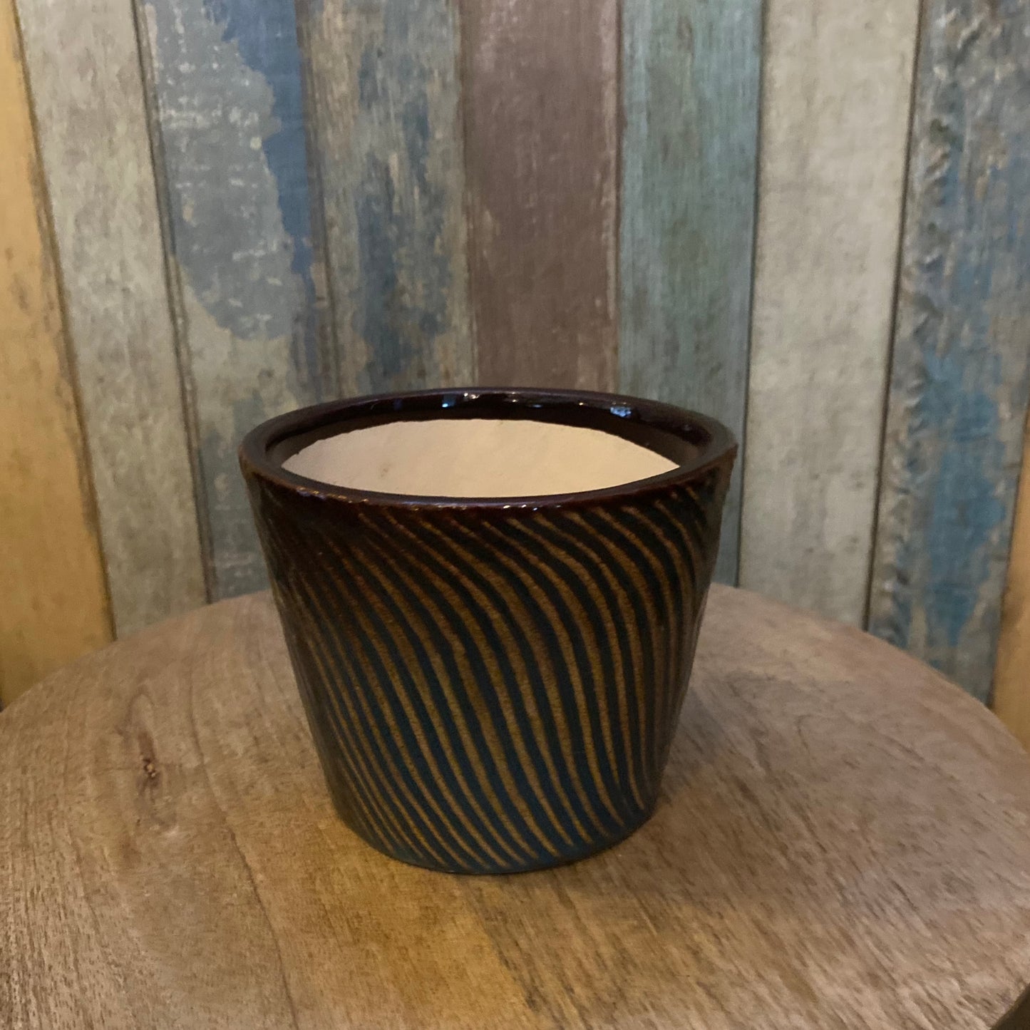 Contemporary Stripes Ceramic Pot